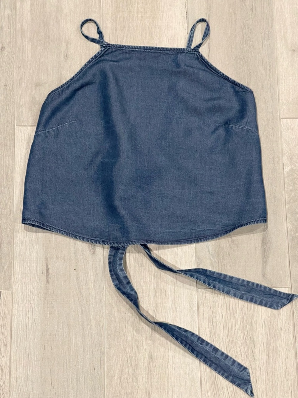 Express Denim Tie Back Halter Top Blue  Open Back Size M